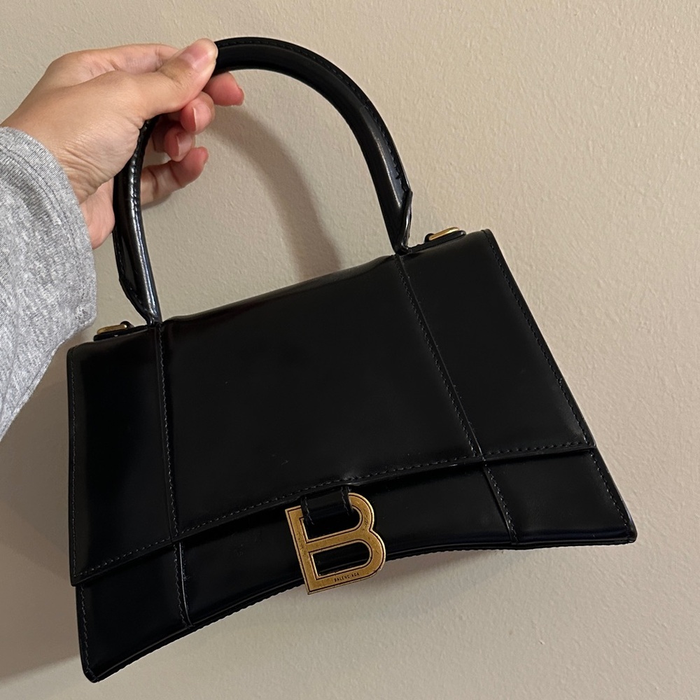 BALENCIAGA Black Handbag with Gold Accent